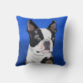 ボストンテリアードッグオイルペインティングアートポートレート クッション (裏面)