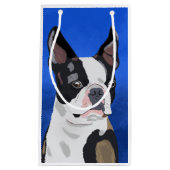 ボストンテリアードッグオイルペインティングアートポートレート スモールペーパーバッグ (正面)