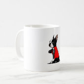 ボストンテリアードッグタトゥーイラブパパおもしろいファミリー コーヒーマグカップ (正面左)