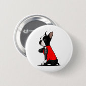 ボストンテリアードッグタトゥーイラブパパおもしろいファミリー 缶バッジ (正面&裏面)