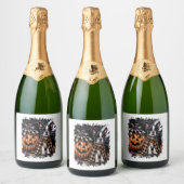 ボストンテリアードッグハロウィーン スパークリングワインラベル (ボトル)