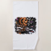 ボストンテリアードッグハロウィーン ビーチタオル (正面)