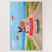 ボストンテリアードッグバレンタインデートラックハート ジグソーパズル (縦)