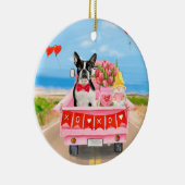 ボストンテリアードッグバレンタインデートラックハート セラミックオーナメント (右)