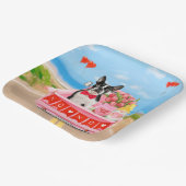 ボストンテリアードッグバレンタインデートラックハート ペーパープレート (傾斜あり)