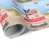 ボストンテリアードッグバレンタインデートラックハート ラッピングペーパー (ロールコーナー)