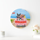 ボストンテリアードッグバレンタインデートラックハート ラージ壁時計 (ホーム)