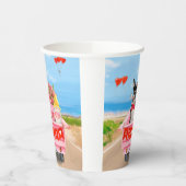 ボストンテリアードッグバレンタインデートラックハート 紙コップ (左)