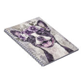 ボストンテリアードッグパープルフローラ ノートブック (右側)