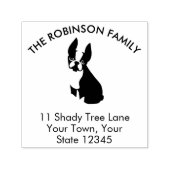 ボストンテリアードッグファミリーホームアドレス セルフインキングスタンプ (デザイン)