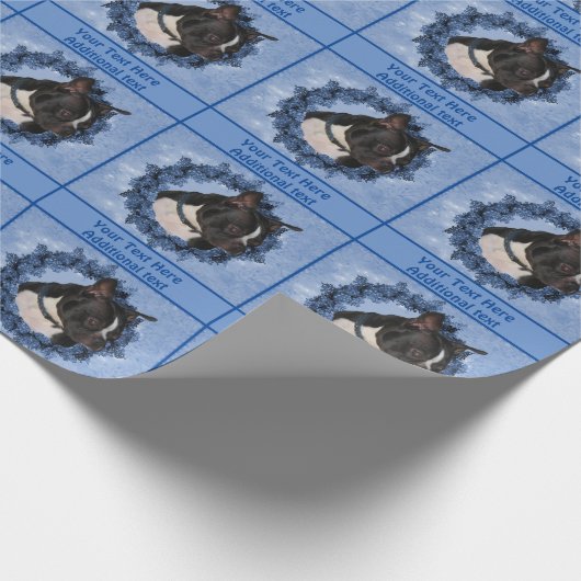 ボストンテリアードッグフローラパーソナライズされたリース ラッピングペーパー (角)