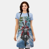 ボストンテリアードッグライディングオートバイクリスマス エプロン (着用した状態)