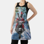 ボストンテリアードッグライディングオートバイクリスマス エプロン (インサイチュ)