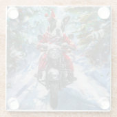 ボストンテリアードッグライディングオートバイクリスマス ガラスコースター (裏面)
