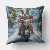 ボストンテリアードッグライディングオートバイクリスマス クッション (裏面)