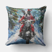 ボストンテリアードッグライディングオートバイクリスマス クッション (正面)