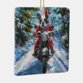 ボストンテリアードッグライディングオートバイクリスマス セラミックオーナメント (右)