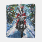 ボストンテリアードッグライディングオートバイクリスマス セラミックオーナメント (左)