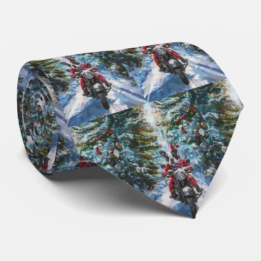 ボストンテリアードッグライディングオートバイクリスマス ネクタイ (ロール)