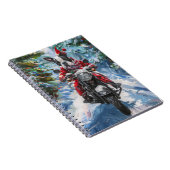 ボストンテリアードッグライディングオートバイクリスマス ノートブック (右側)