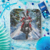 ボストンテリアードッグライディングオートバイクリスマス ペーパープレート (パーティー)