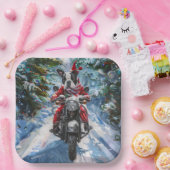 ボストンテリアードッグライディングオートバイクリスマス ペーパープレート (パーティー)