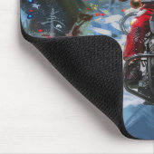 ボストンテリアードッグライディングオートバイクリスマス マウスパッド (コーナー)