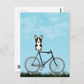 ボストンテリアードッグヴィンテージ自転車 ポストカード (正面/裏面)