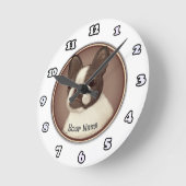 ボストンテリアードッグ時計 ラウンド壁時計 (傾斜)