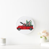 ボストンテリアードッグ駆動クリスマストラッククリスマス ラウンド壁時計 (ホーム)