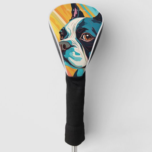 ボストンテリアードッグ004 – ブルーノポックオープン ゴルフヘッドカバー (正面)