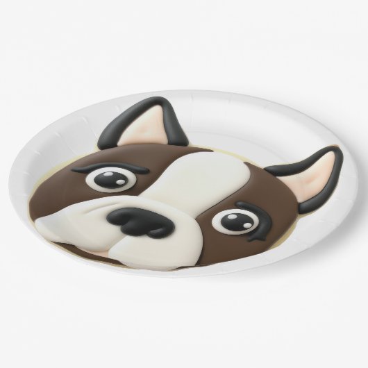 ボストンテリアードッグ3D インスパイア ペーパープレート (アングル)