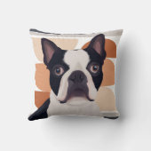 ボストンテリアードッグ – オレンジ幾何学模様 クッション (裏面)