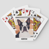 ボストンテリアードッグ – オレンジ幾何学模様 トランプ (裏面)