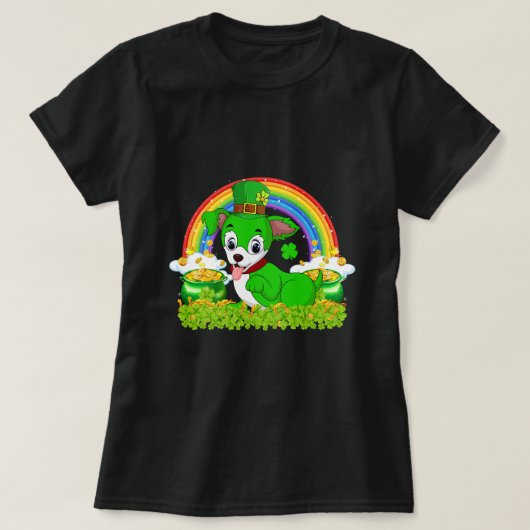 ボストンテリアードッグSt patricks dayアイリッシュシャームロック Tシャツ (デザイン正面)