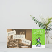 ボストンテリア冬のスカーフクリスマススノーグリーン シーズンカード (スタンド正面)