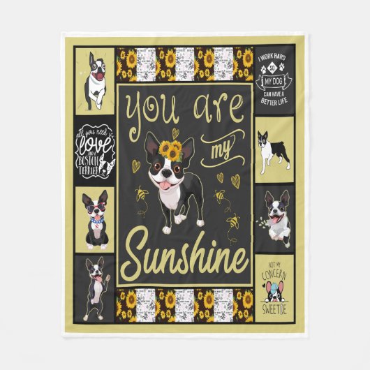 ボストンテリア君は僕の太陽の光だ フリースブランケット (正面)