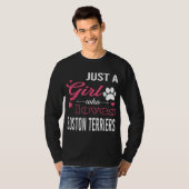 ボストンテリア女子犬Peが大好きな女の子だけ Tシャツ (正面フル)