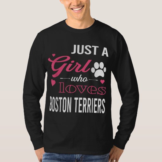 ボストンテリア女子犬Peが大好きな女の子だけ Tシャツ (正面)
