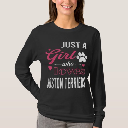ボストンテリア女子犬Peが大好きな女の子だけ Tシャツ (正面)