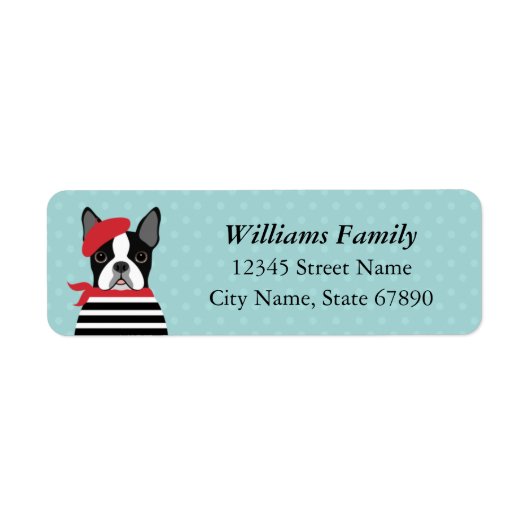 ボストンテリア差出人住所ラベル ラベル (正面)