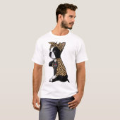 ボストンテリア恋人I愛ママTattoo Leopard Mot Tシャツ (正面フル)
