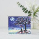 ボストンテリア愛するハート笑顔の月海 ポストカード (スタンド正面)