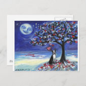 ボストンテリア愛するハート笑顔の月海 ポストカード (正面/裏面)