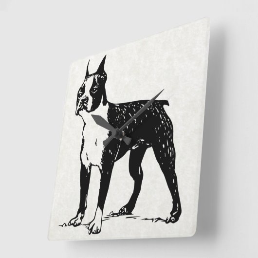 ボストンテリア時計 スクエア壁時計 (傾斜)