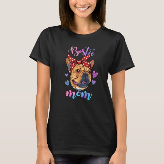 ボストンテリア犬かわいいママ母ママ Tシャツ (正面)