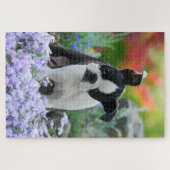 ボストンテリア犬のかわいい子犬の動物のヘッド写真 -- ジグソーパズル (横)