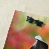 ボストンテリア犬のかわいい子犬の動物のヘッド写真、 ビーチタオル (インサイチュ)