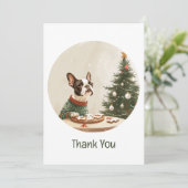ボストンテリア犬のクリスマス ありがとう サンキューカード (スタンド正面)