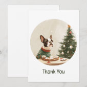 ボストンテリア犬のクリスマス ありがとう サンキューカード (正面/裏面)